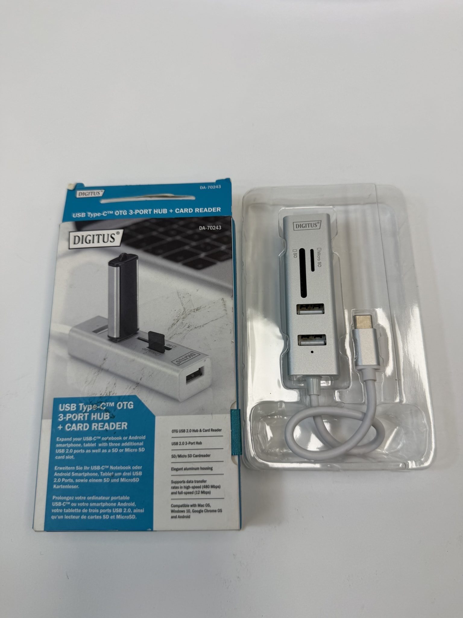 Digitus USB-C OTG 3‑Port HUB + Card Reader