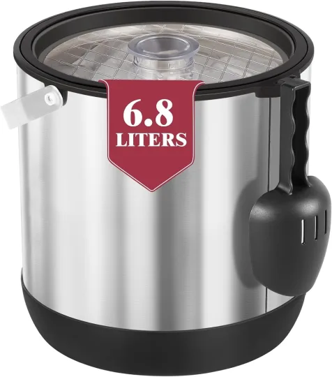 Nerūdijančio plieno ledo kibirėlis 6,8 l su dangčiu ir samteliu