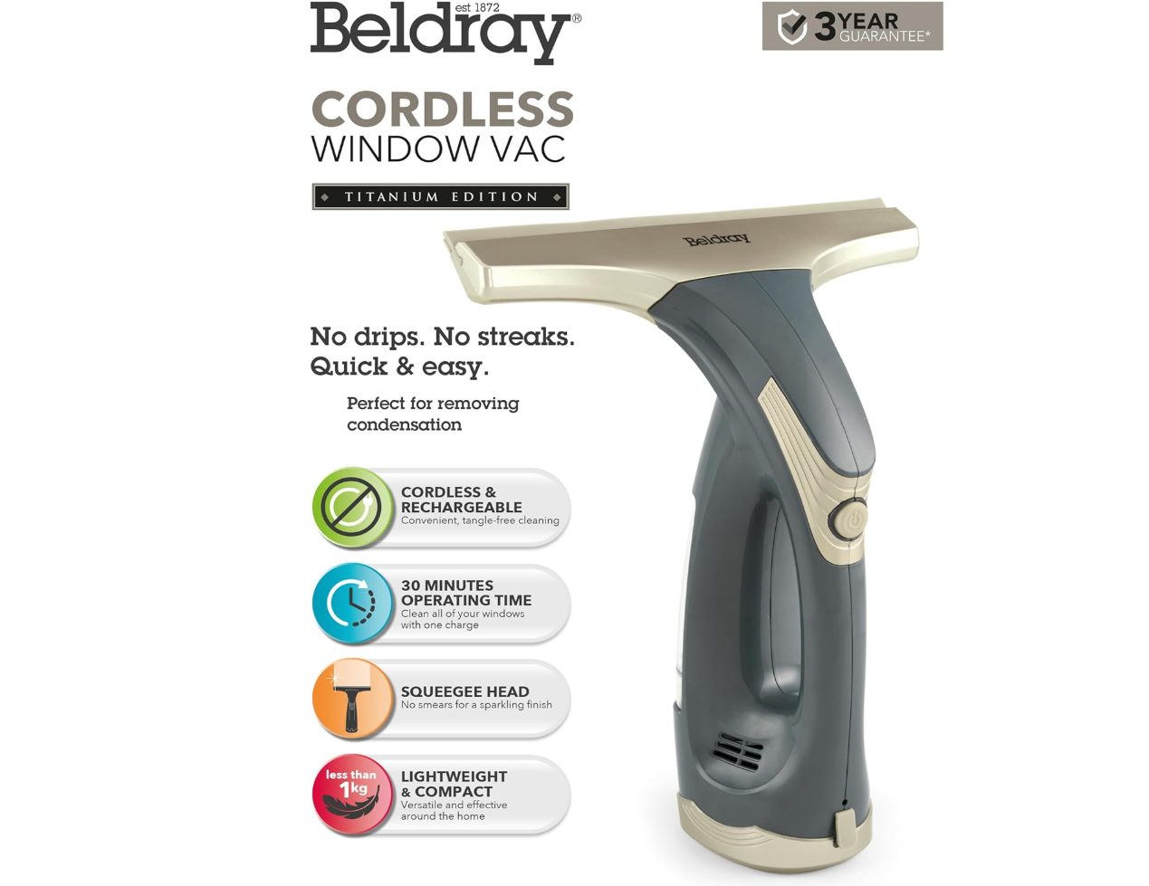 Beldray Titanium belaidis langų valytuvas
